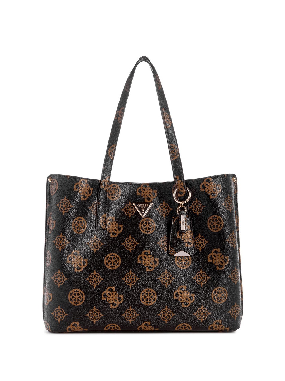 

GUESS Geometric Printed PU Shopper Shoulder Bag, Black