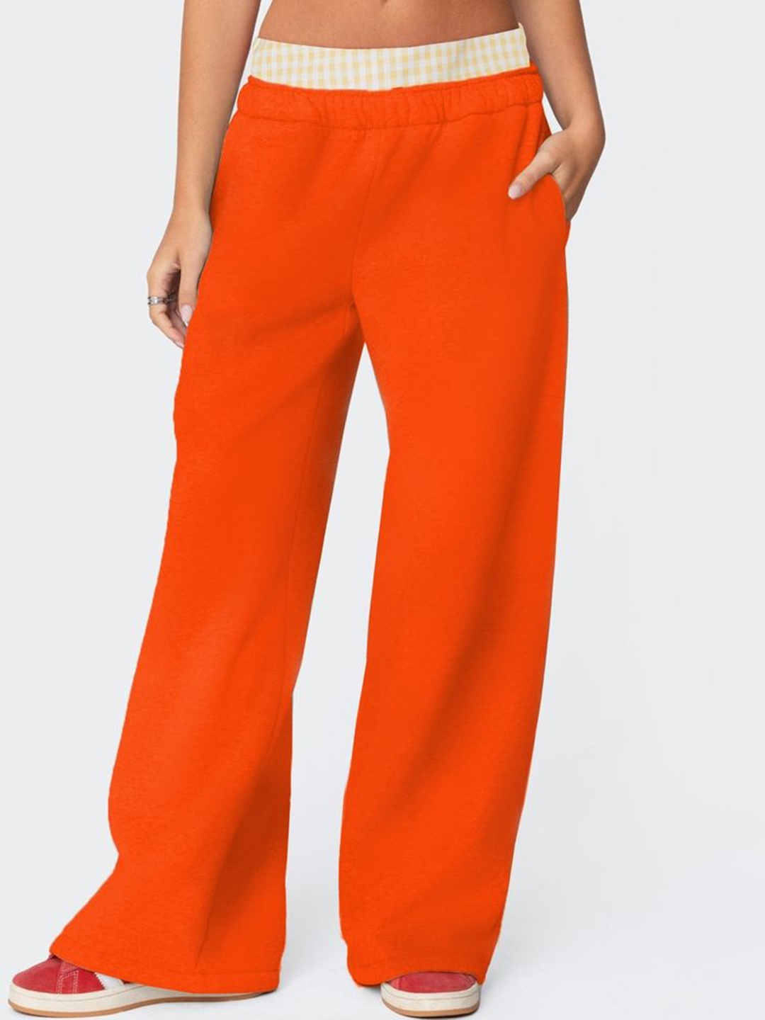 

LULU & SKY Women Straight Fit Trousers, Orange