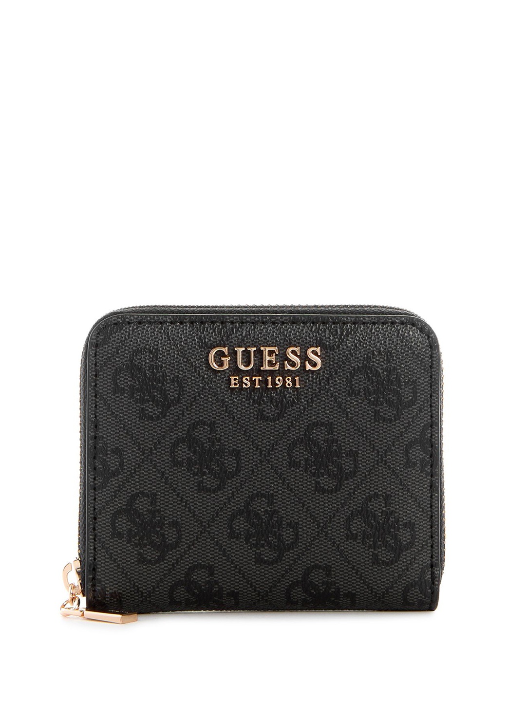 

GUESS Women PU Zip Around Wallet, Charcoal