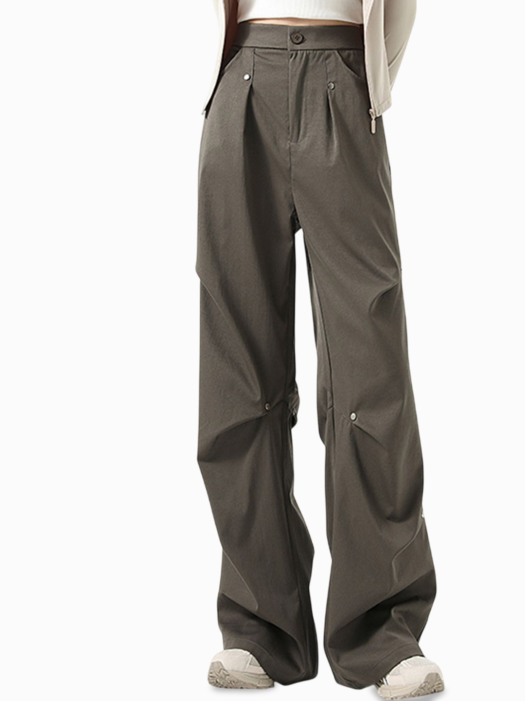 

LULU & SKY Women Loose Fit High-Rise Trousers, Green