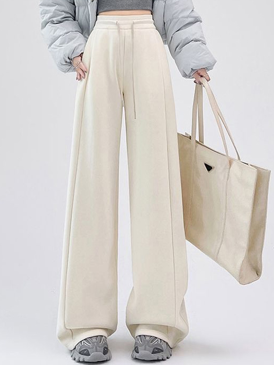 

LULU & SKY Women Straight Fit High-Rise Pleated Trousers, Beige