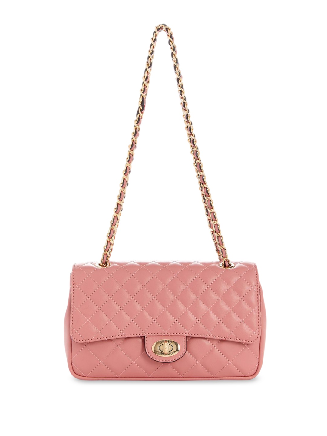 

GUESS PU Structured Sling Bag with Quilted, Pink
