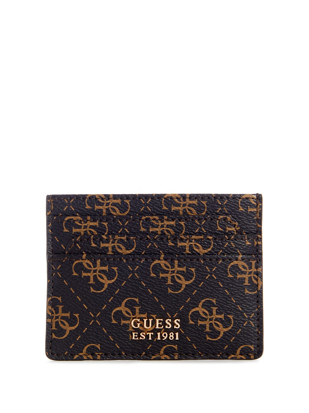 

GUESS Women Geometric Printed PU Card Holder, Black