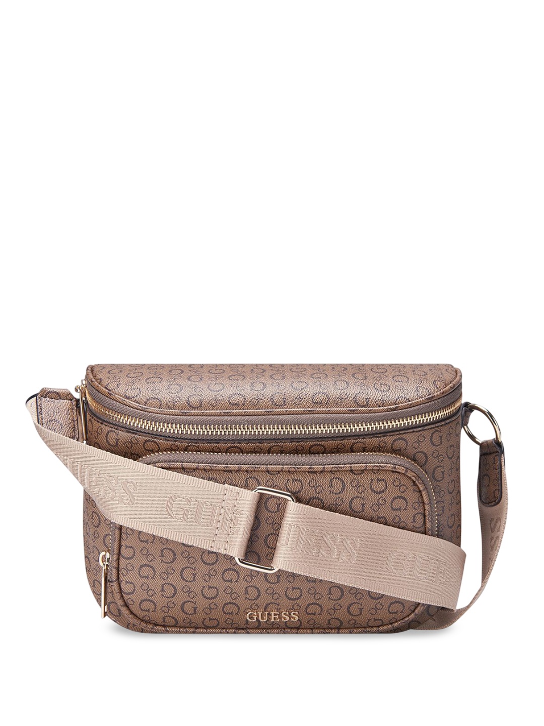 

GUESS Printed Waist Pouch, Brown