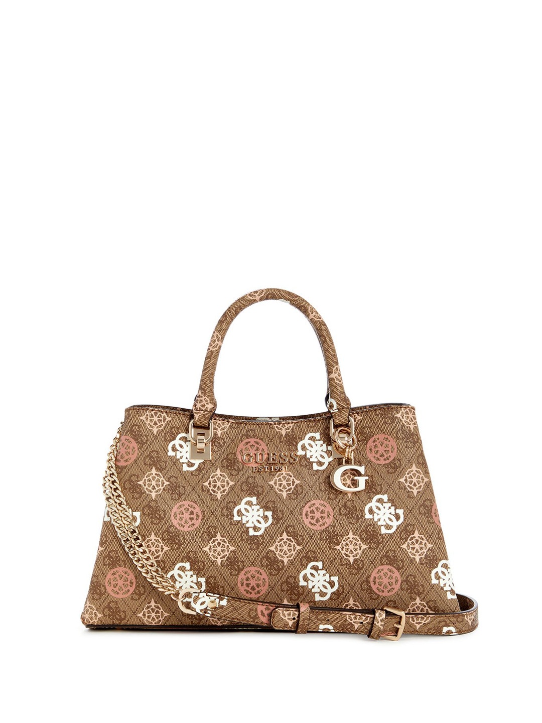 

GUESS Geometric Printed PU Sling Bag, Brown