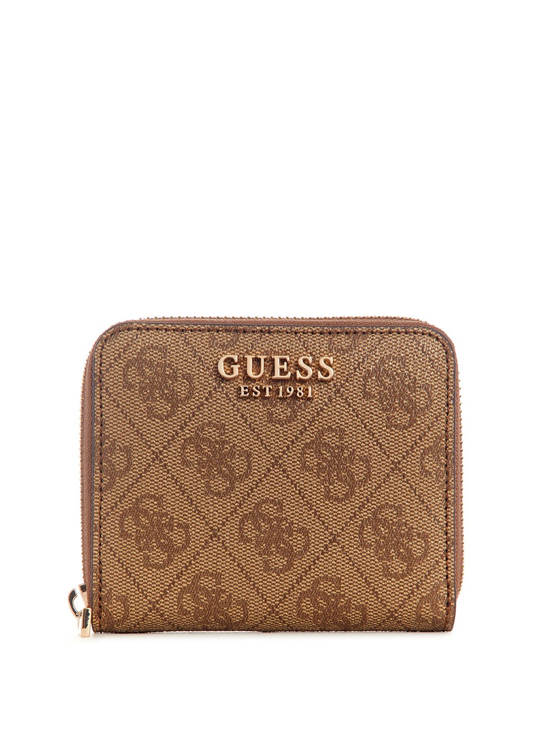 

GUESS Women Geometric Printed PU Zip Around Wallet, Brown