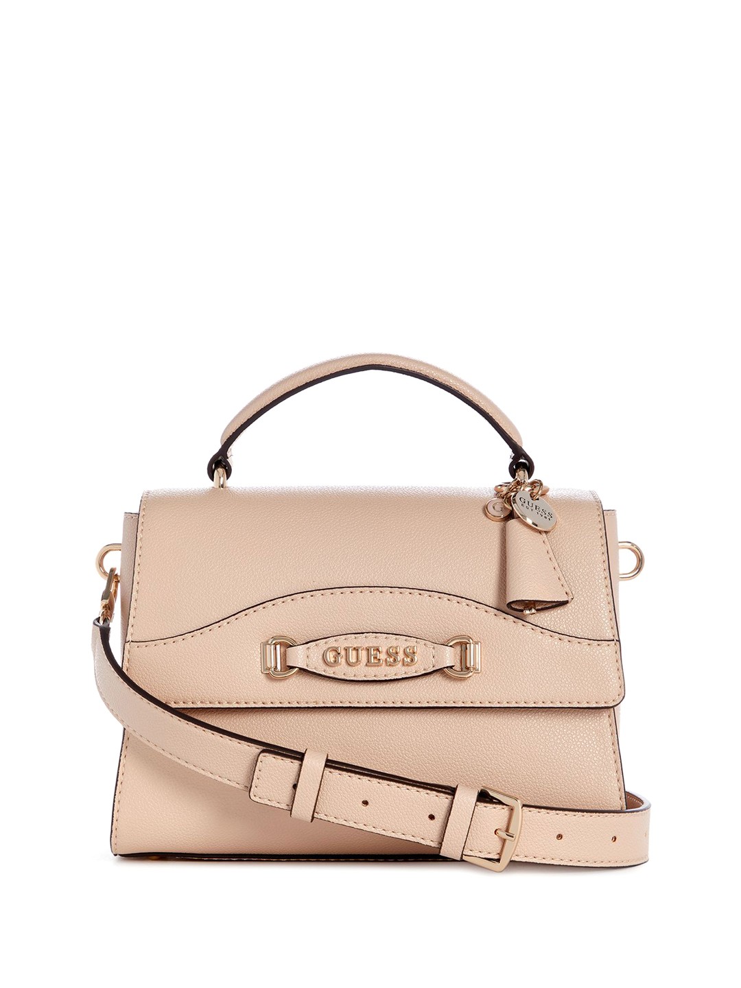 

GUESS PU Structured Satchel with Cut Work, Beige