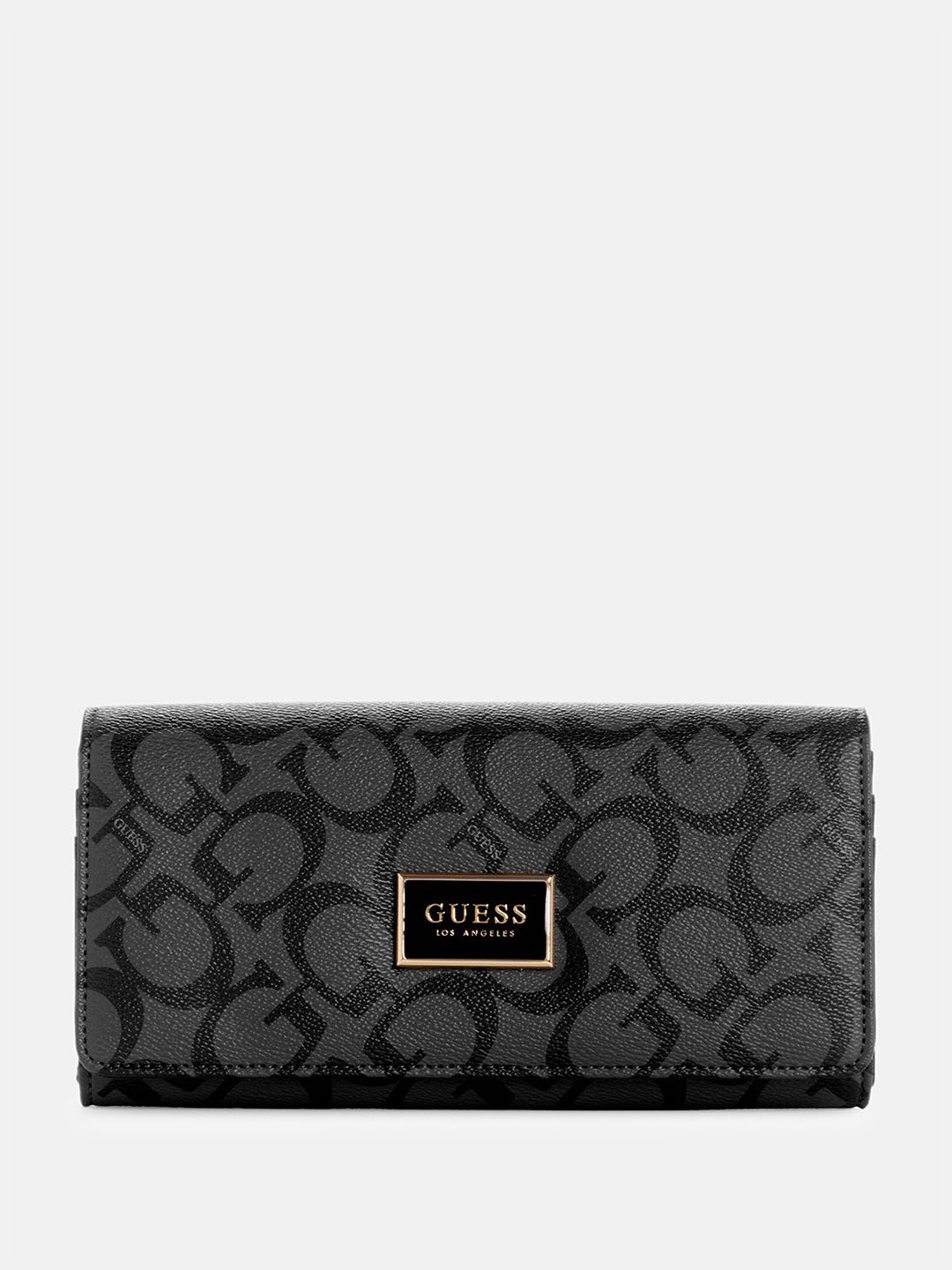 

GUESS Women Geometric Printed Two Fold Wallet, Charcoal