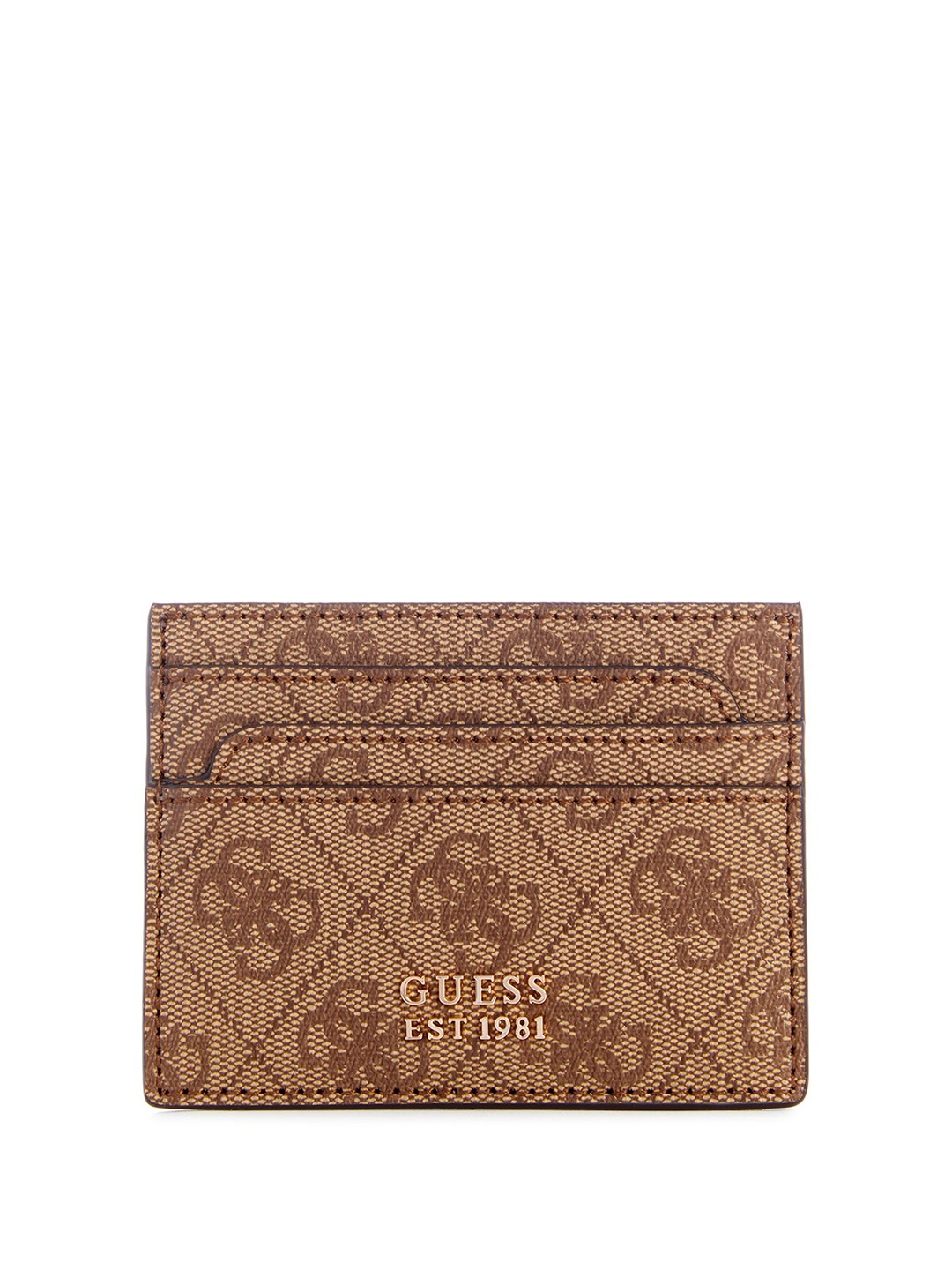 

GUESS Women Geometric Printed PU Card Holder, Brown