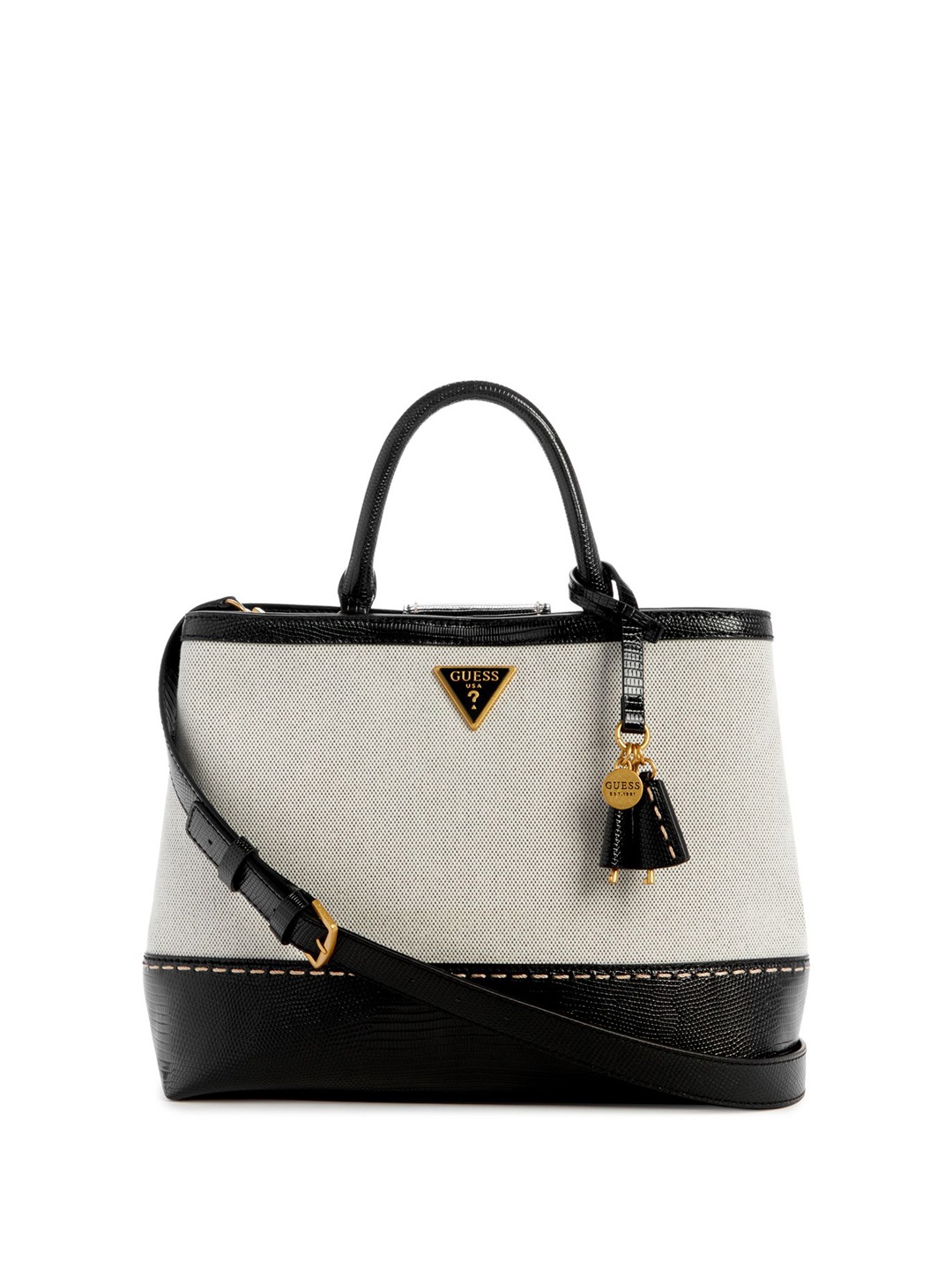 

GUESS Shopper Satchel with Tasselled, Black