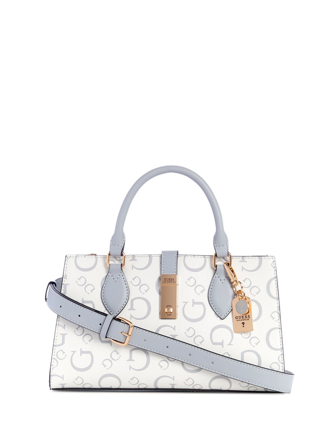 

GUESS Printed Satchel, White