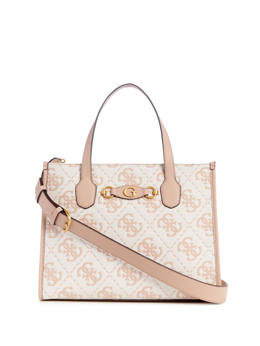 GUESS Geometric Printed Shopper Tote Bag, White