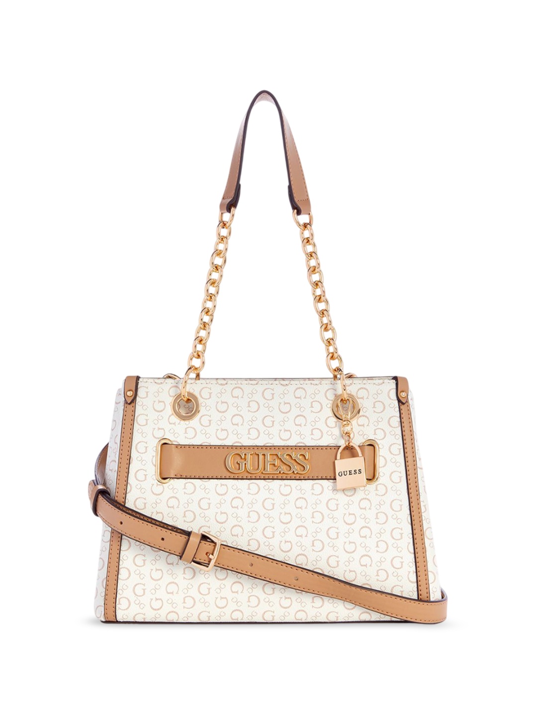 

GUESS Printed Satchel, White