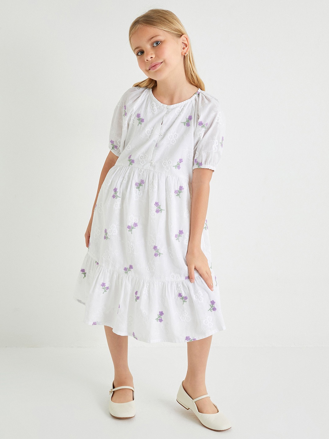 

Koton Striped Fit & Flare Midi Dress, White