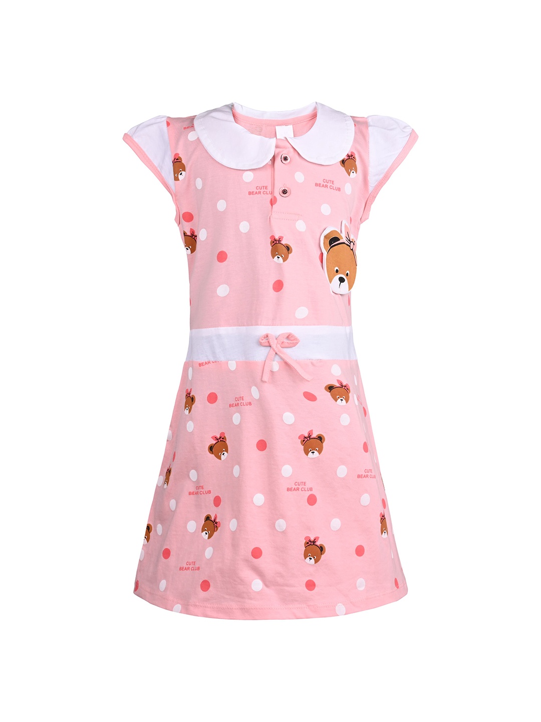 

Wish Karo Print Peter Pan Collar Fit & Flare Dress, Peach