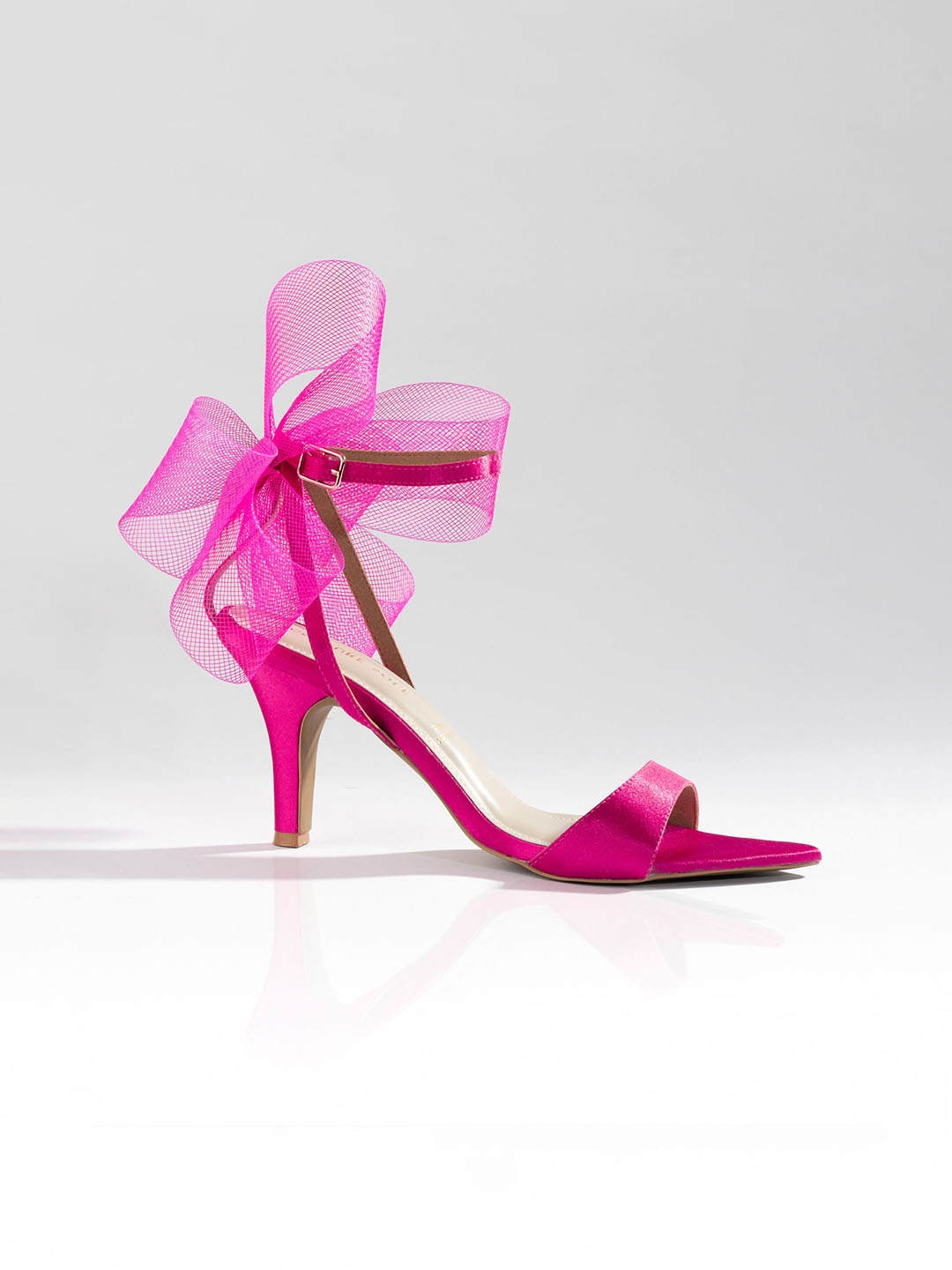 

Signature Sole Embellished Party Stiletto Sandals with Bows, Pink