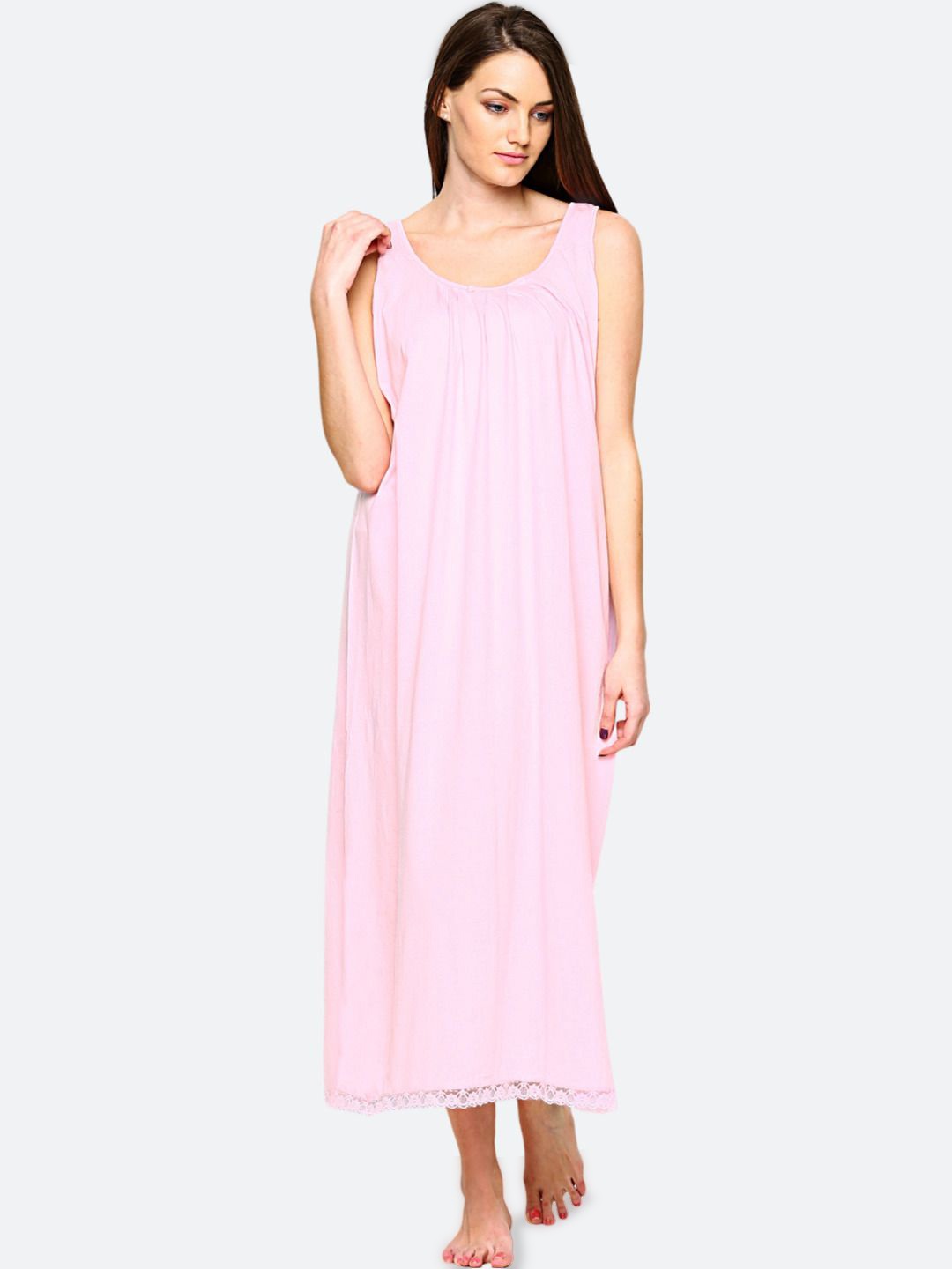 

RedRose Cotton Round Neck Longline Side Slits Slip, Rose