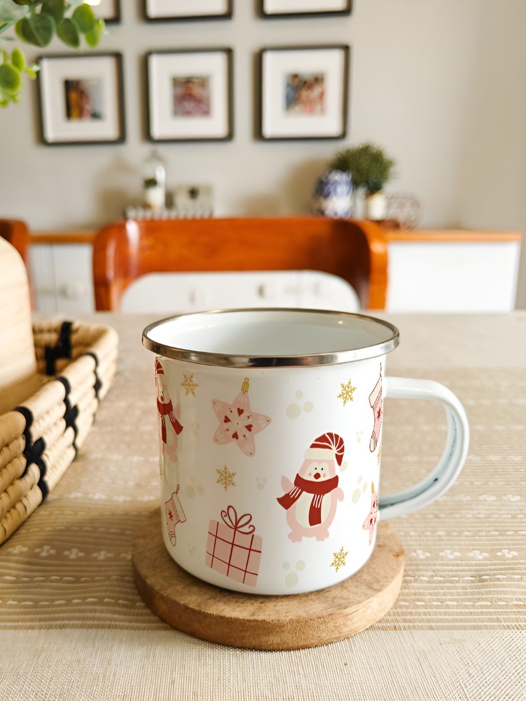 

One Posh Home White & Pink Printed Stainless Steel Glossy Mugs Set of Cups and Mugs