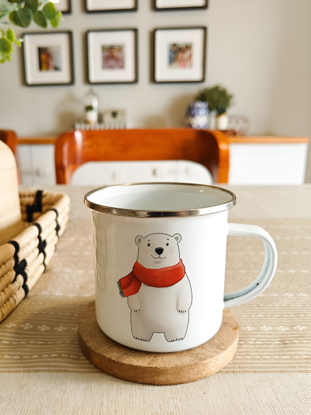 

One Posh Home White & Red Printed Stainless Steel Glossy Mugs Set of Cups and Mugs