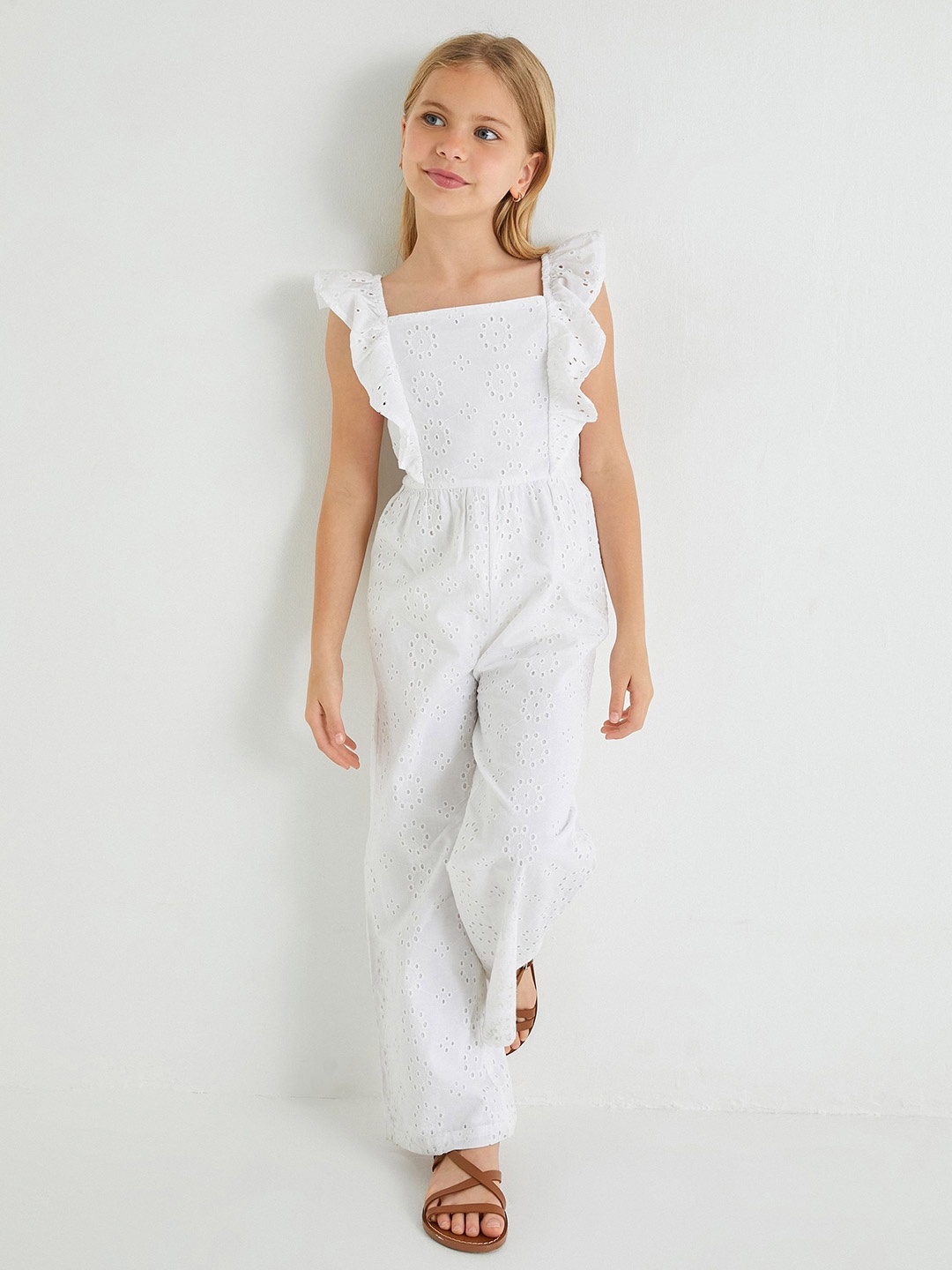 

Koton Girls Cotton Basic Jumpsuit, White