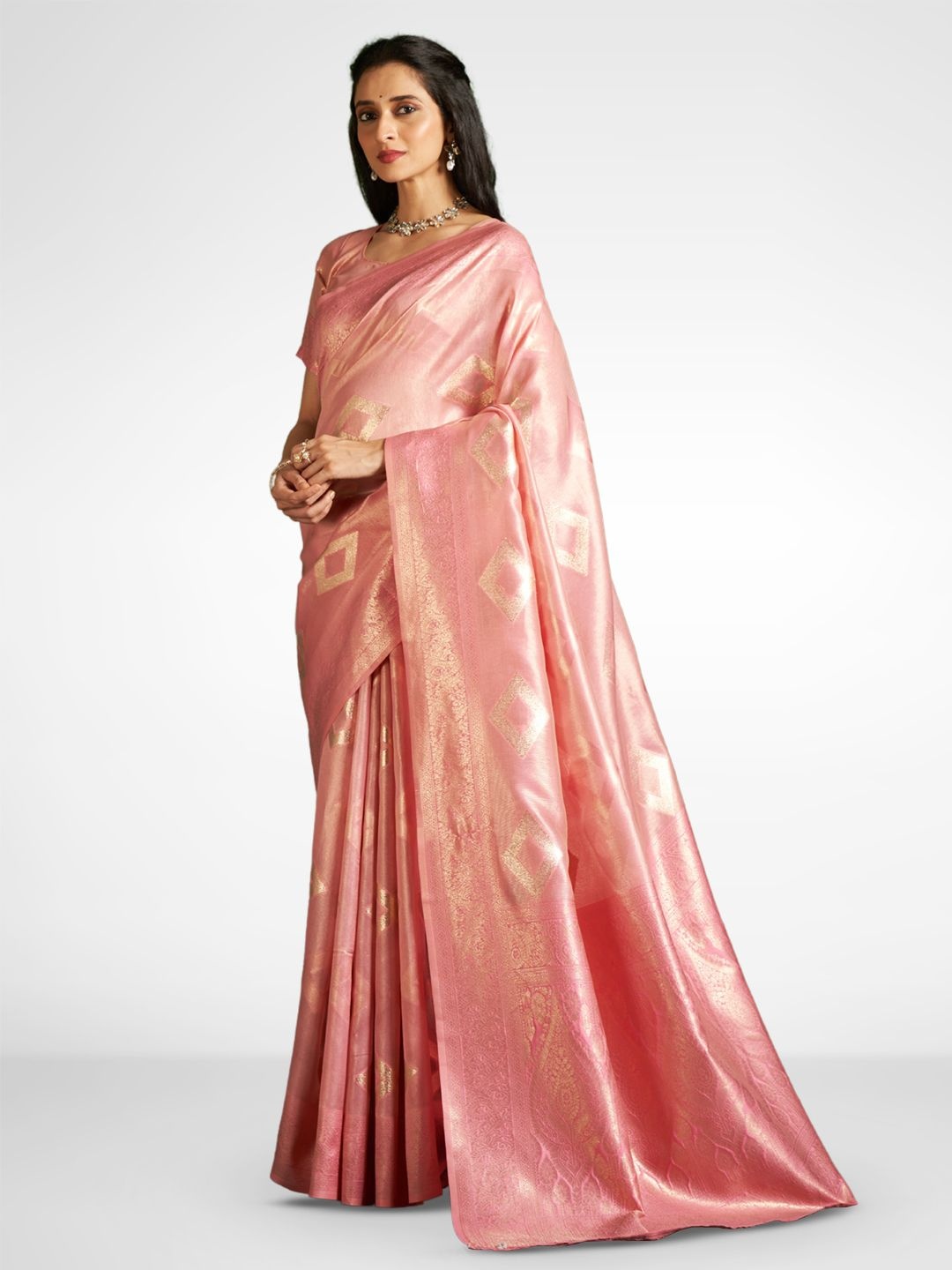 

SARHA Woven Design Zari Tissue Saree, Pink