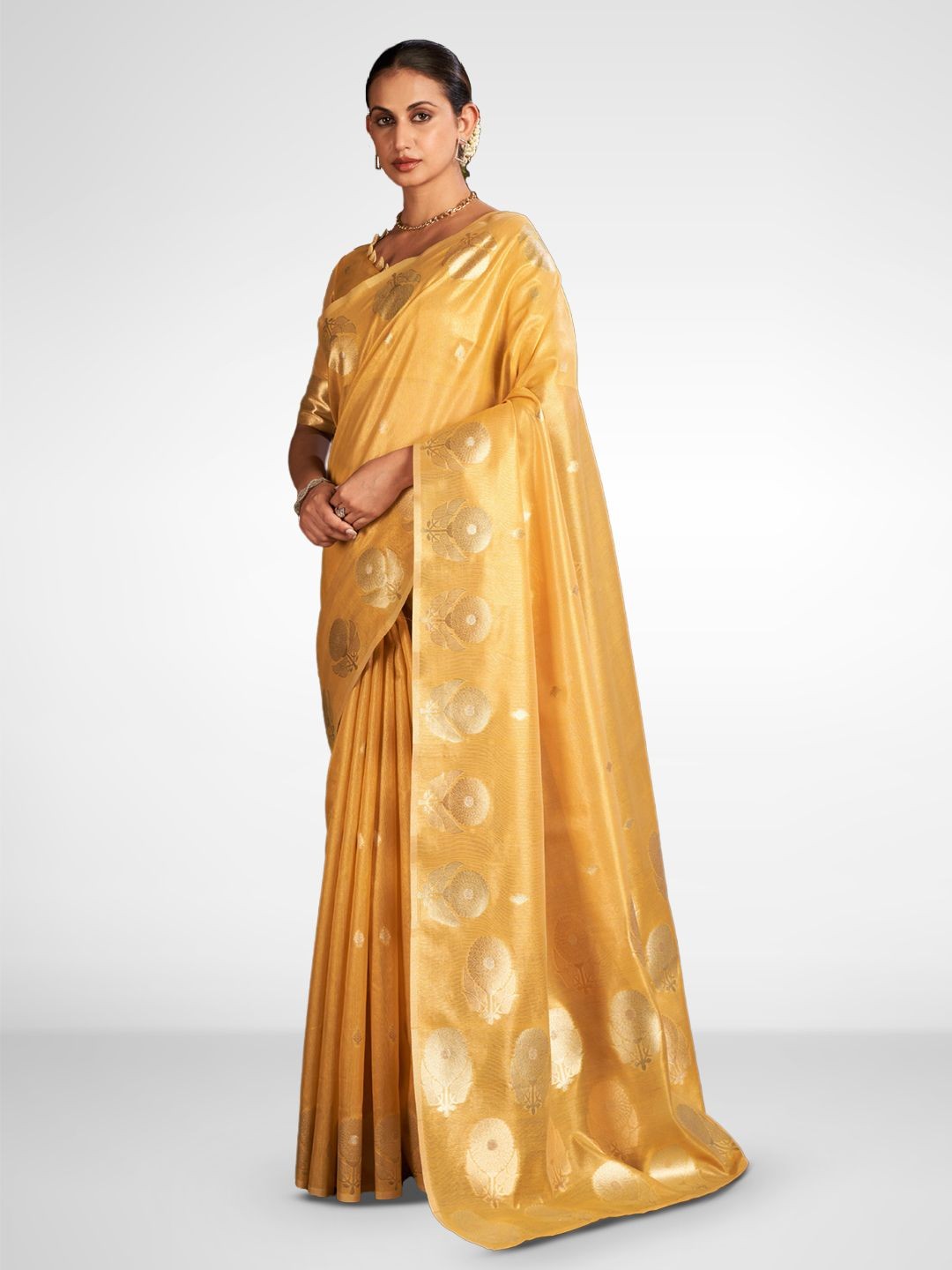 

SARHA Woven Design Zari Saree, Yellow