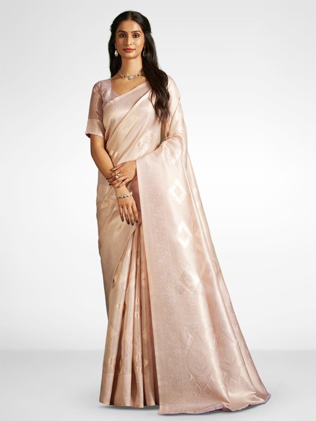 

SARHA Woven Design Zari Tissue Saree, Pink