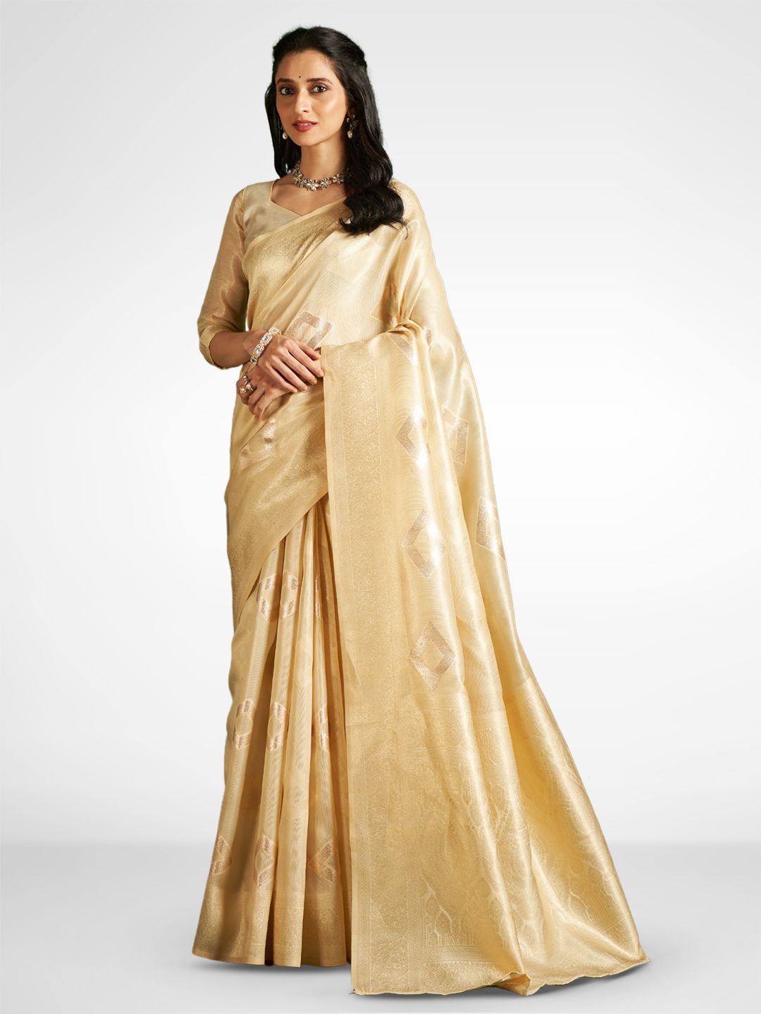

SARHA Woven Design Zari Tissue Saree, Gold