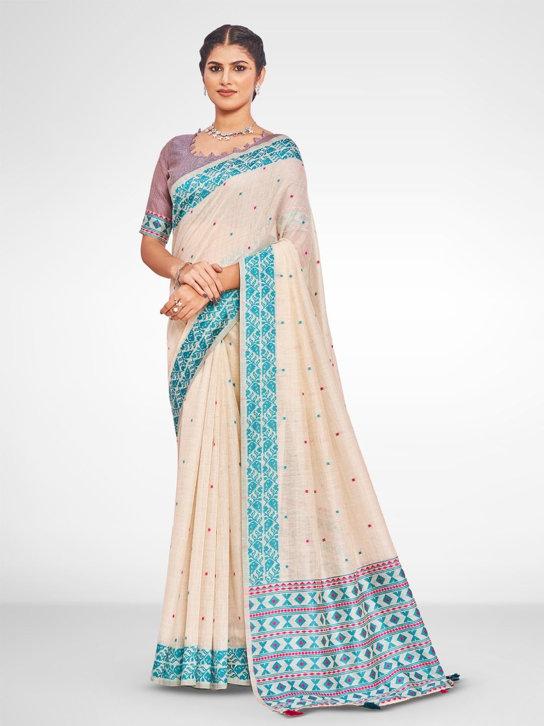 

SARHA Pure Cotton Saree, White
