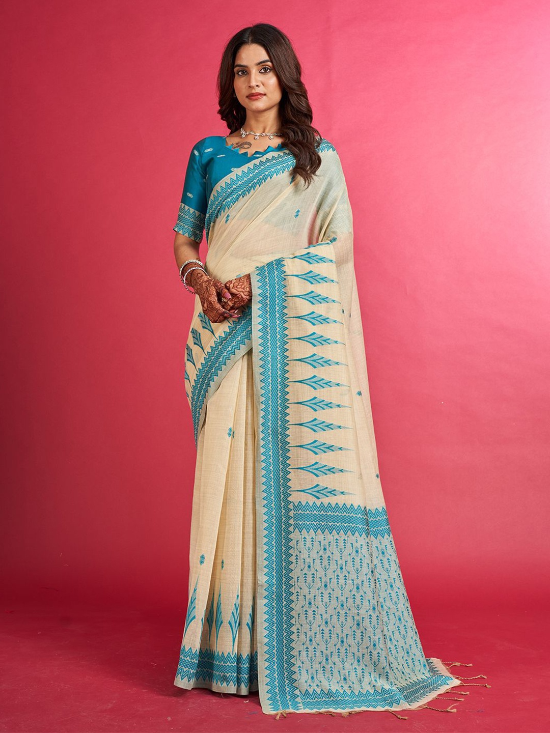 

SARHA Women Pure Cotton Woven Design Saree, Sea green