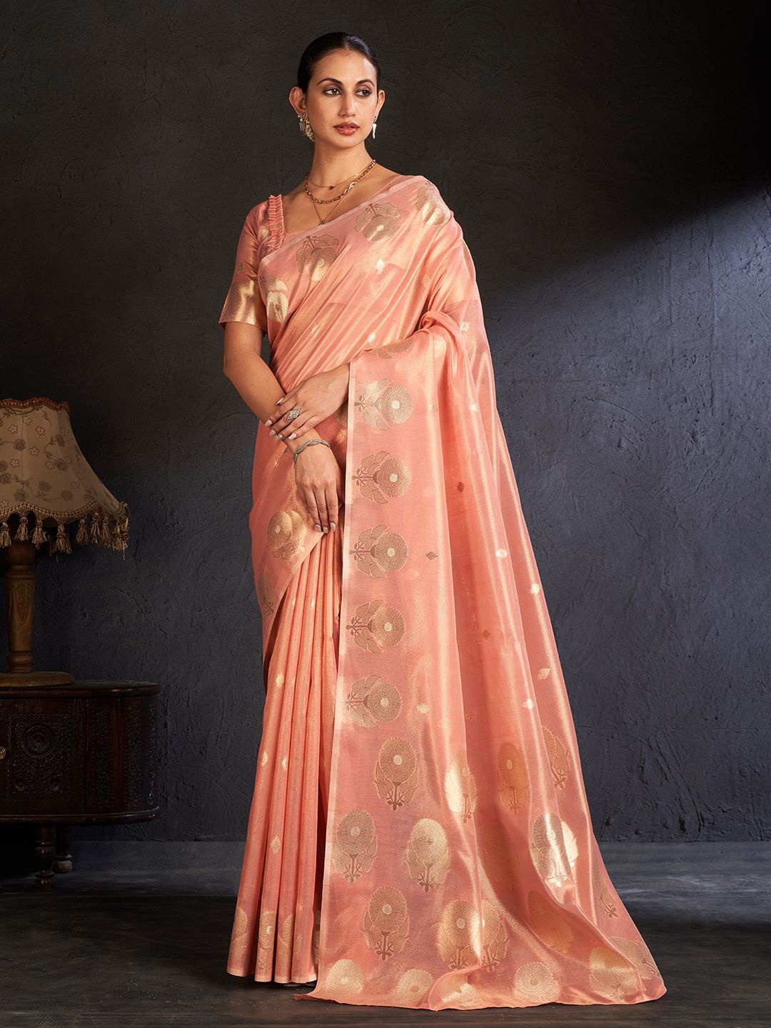 

SARHA Woven Design Zari Tissue Saree, Pink