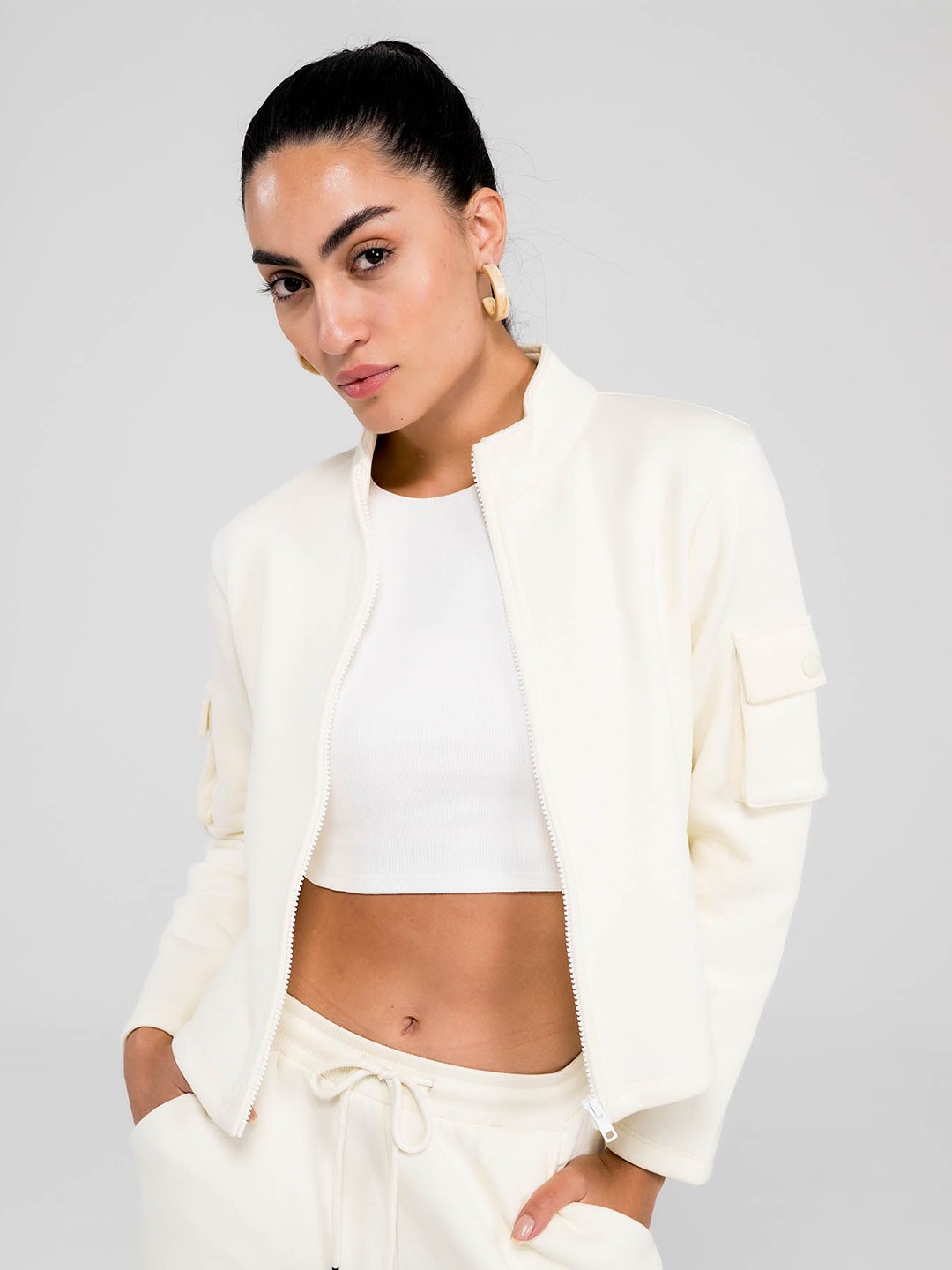 

EDRIO Women Long Sleeves Sweatshirt, White