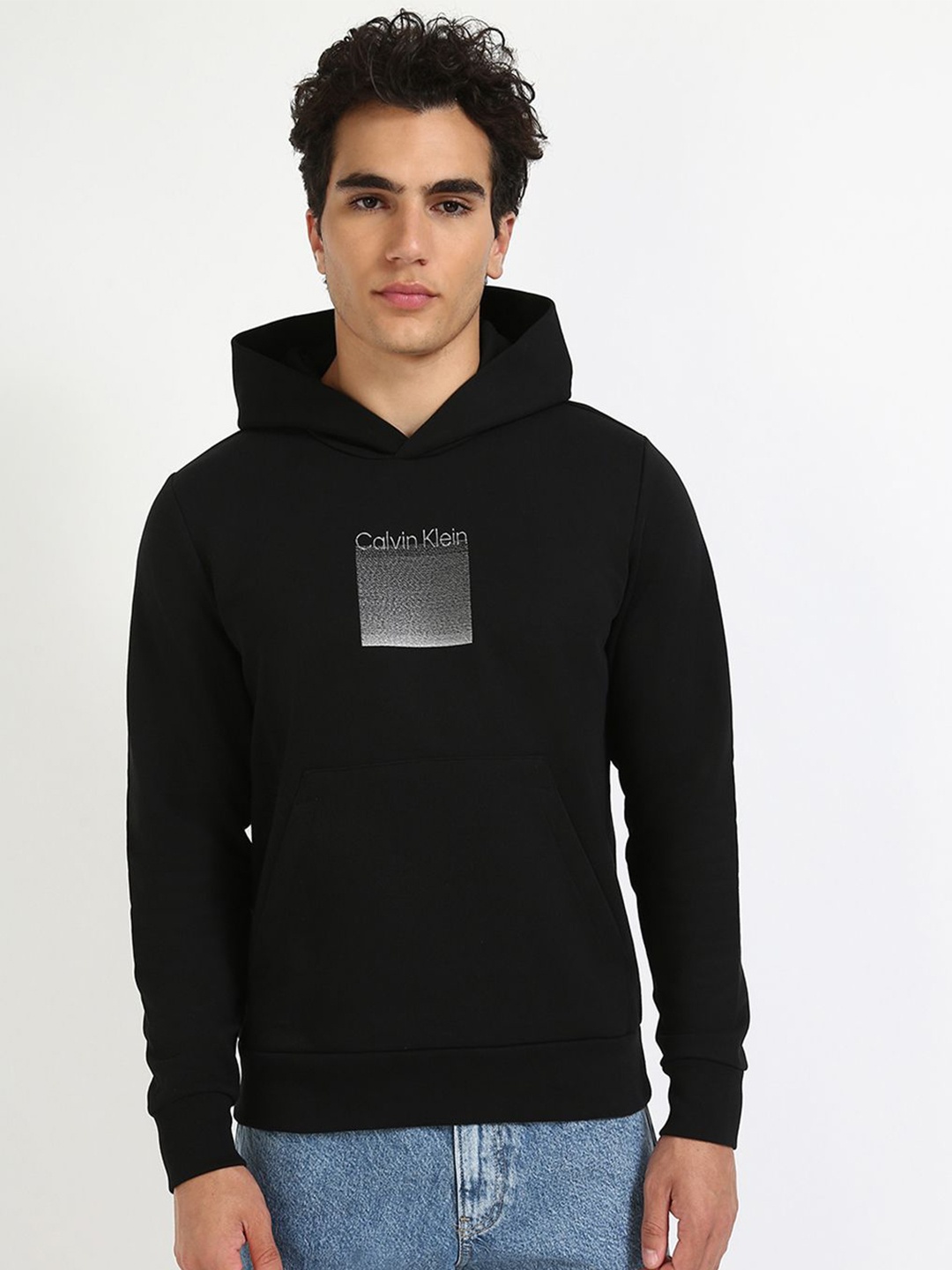

Calvin Klein Jeans Men Brand Logo Embroidered Pure Cotton Sweatshirt, Black