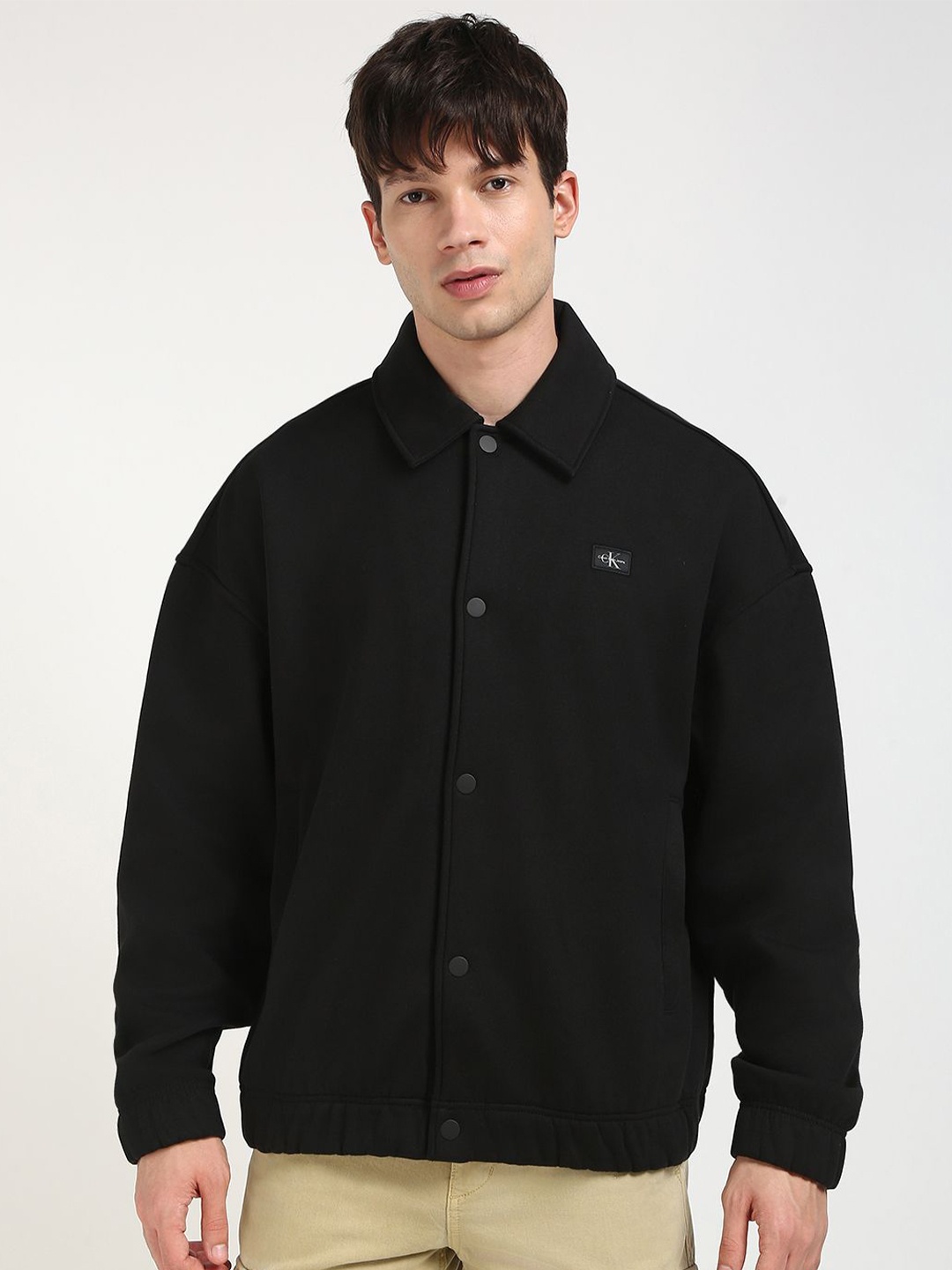 

Calvin Klein Jeans Men Shirt Collar Sweatshirt, Black