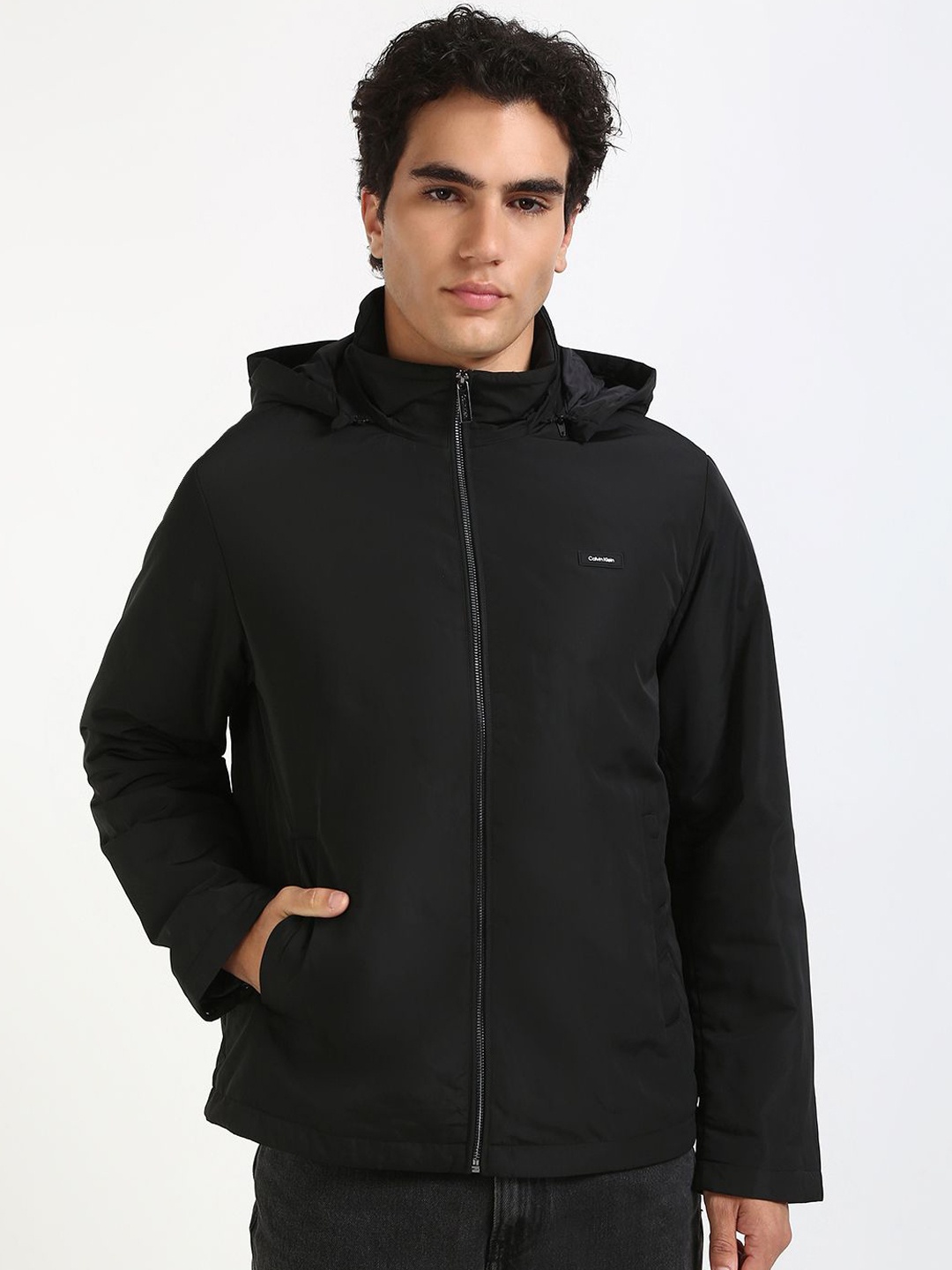 

Calvin Klein Jeans Men Hooded Solid Casual Padded Jacket, Black