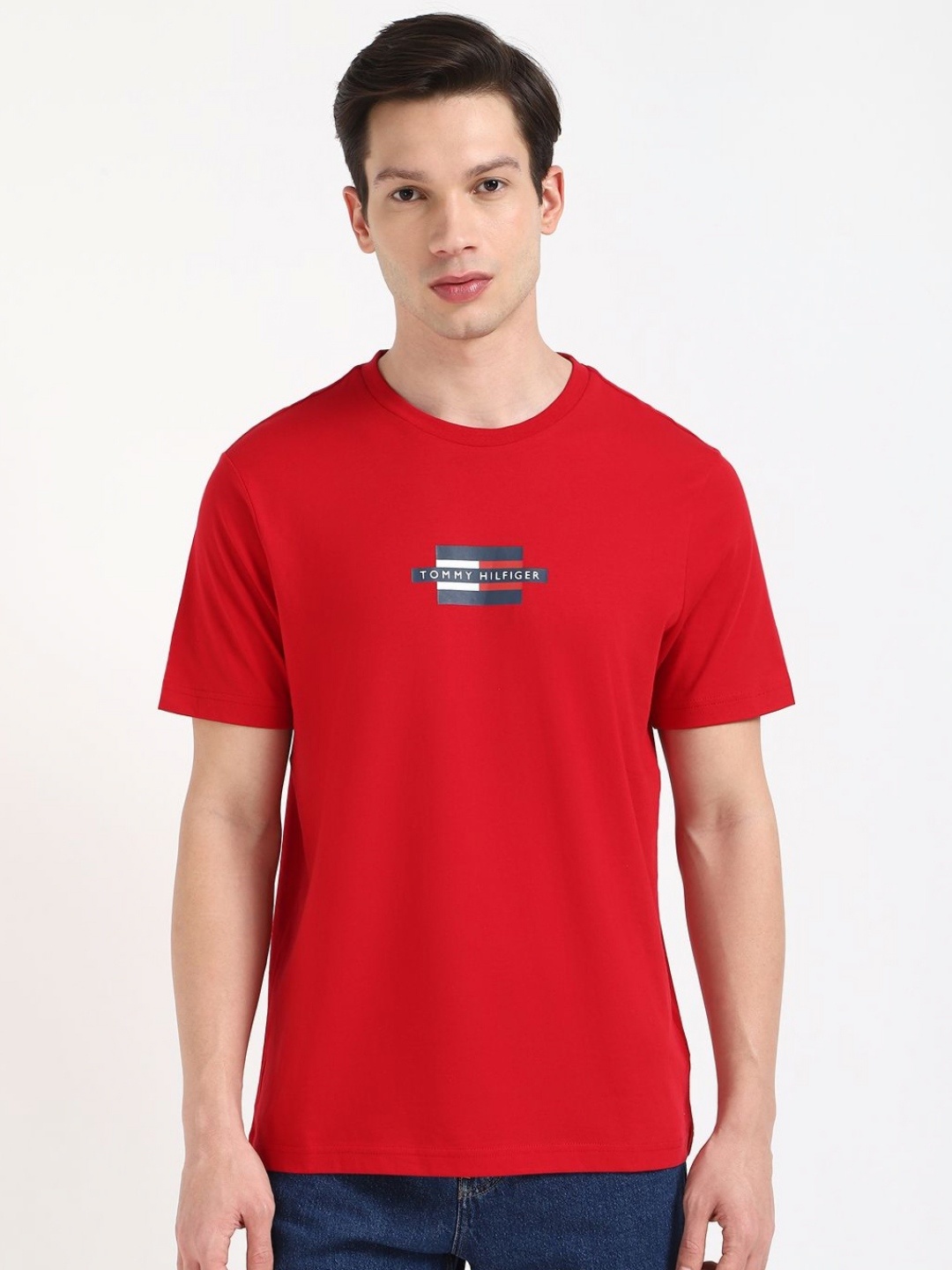 

Tommy Hilfiger Men Solid Round Neck Cotton T-shirt, Red