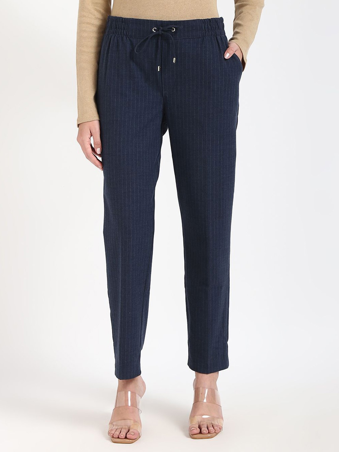 

Tommy Hilfiger Women Mid-Rise Regular Fit Trousers, Blue