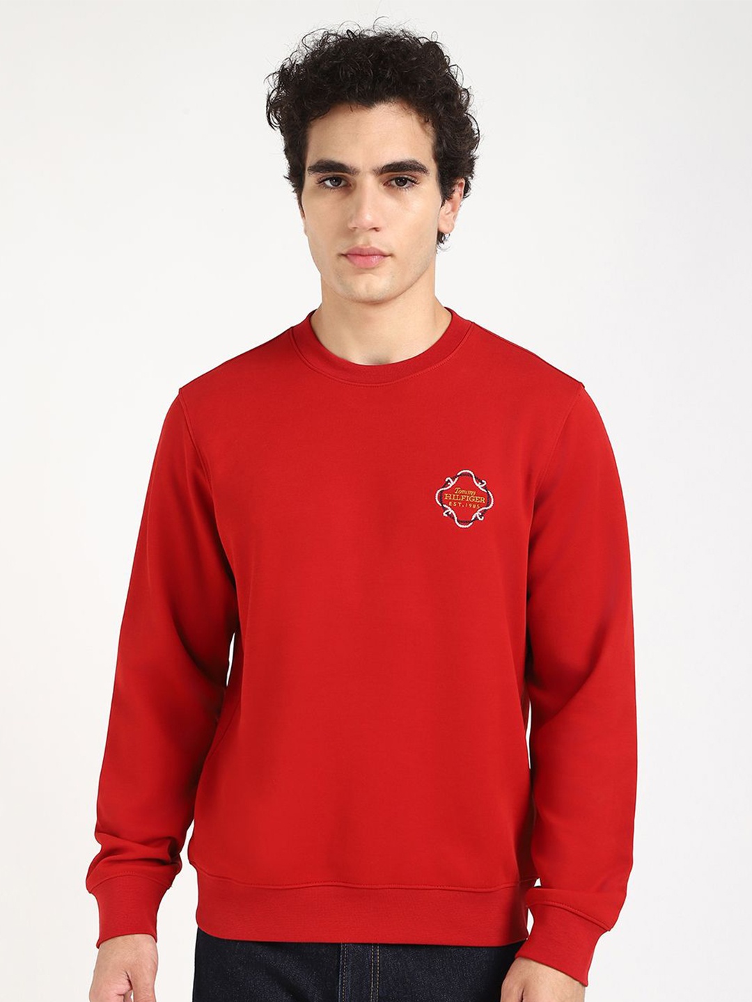 

Tommy Hilfiger Men Cotton Round Neck Pullover, Red