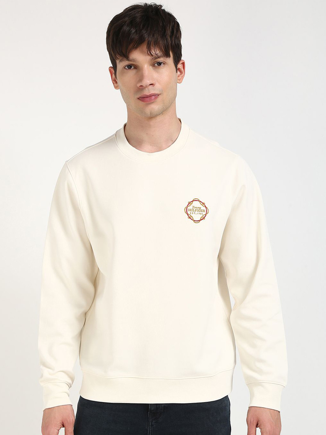 

Tommy Hilfiger Men Embroidered Pullover, Off white