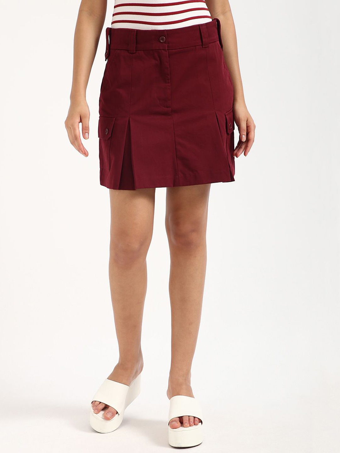 

Tommy Hilfiger Women Cotton Twill Cargo A-Line Skirt, Burgundy