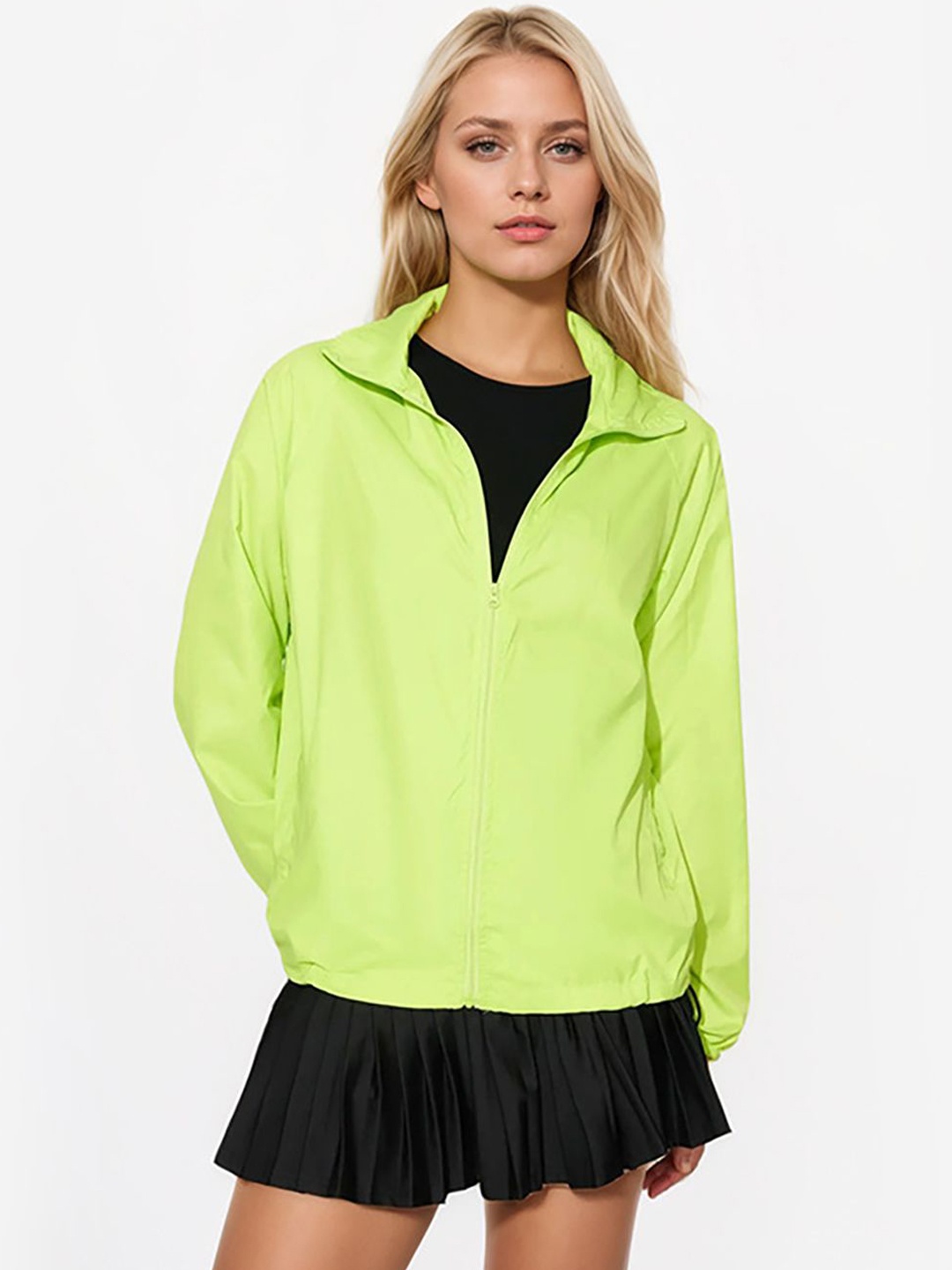 

JC Mode Women Hooded Solid Casual Bomber Jacket, Lime green