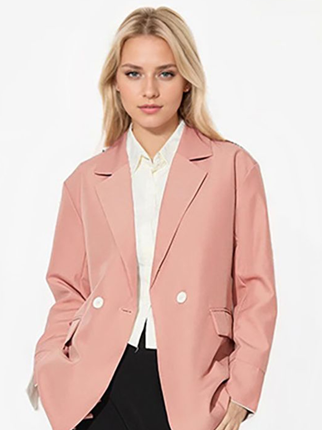 

JC Mode Women Solid Nylon Longline Open Front Jacket, Peach