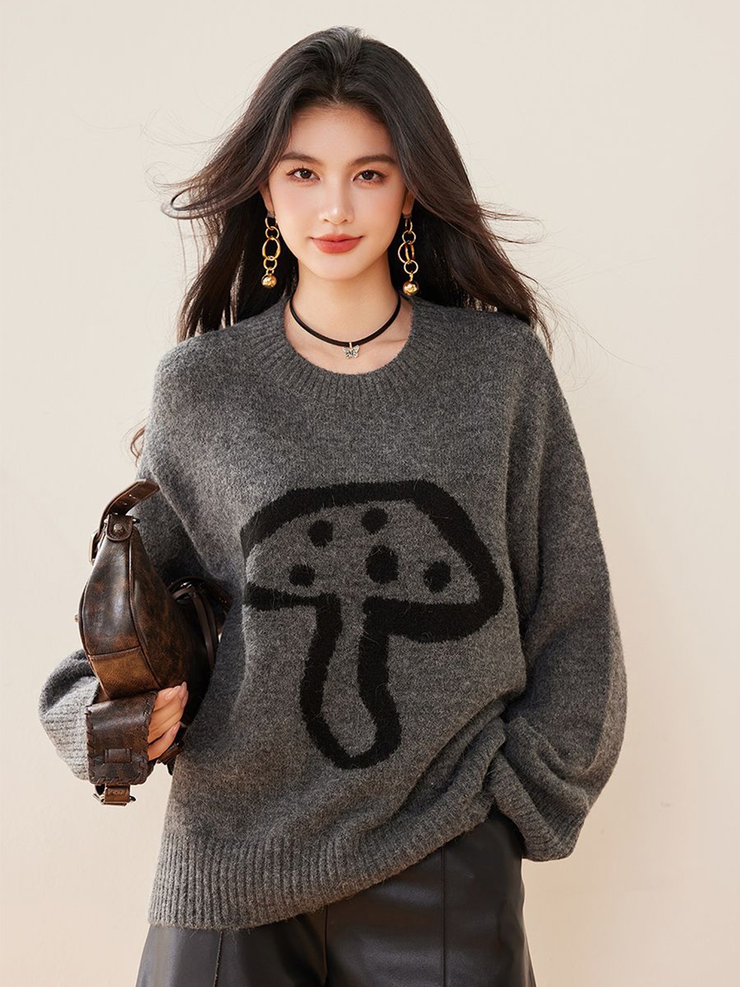 

JC Collection Women Self Design Pullover, Grey