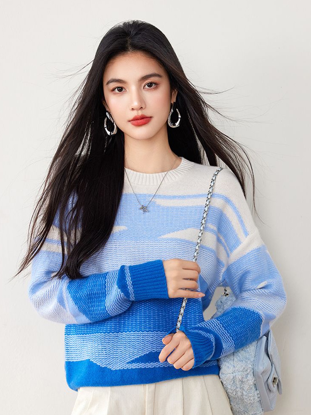 

JC Collection Women Self Design Pullover Sweaters, Blue