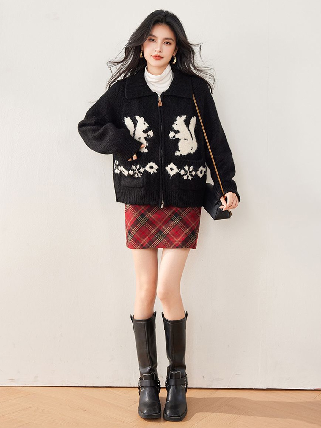 

JC Collection Women Fair Isle Cardigan, Black