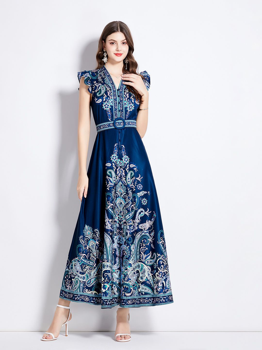 

JC Collection Women Ethnic Motifs Printed Maxi Dress, Blue