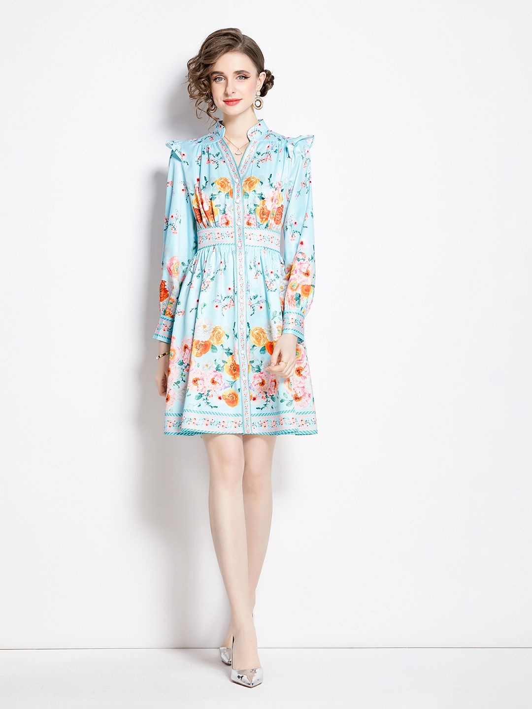 

JC Collection Women Floral Printed Fit & Flare Dress, Blue