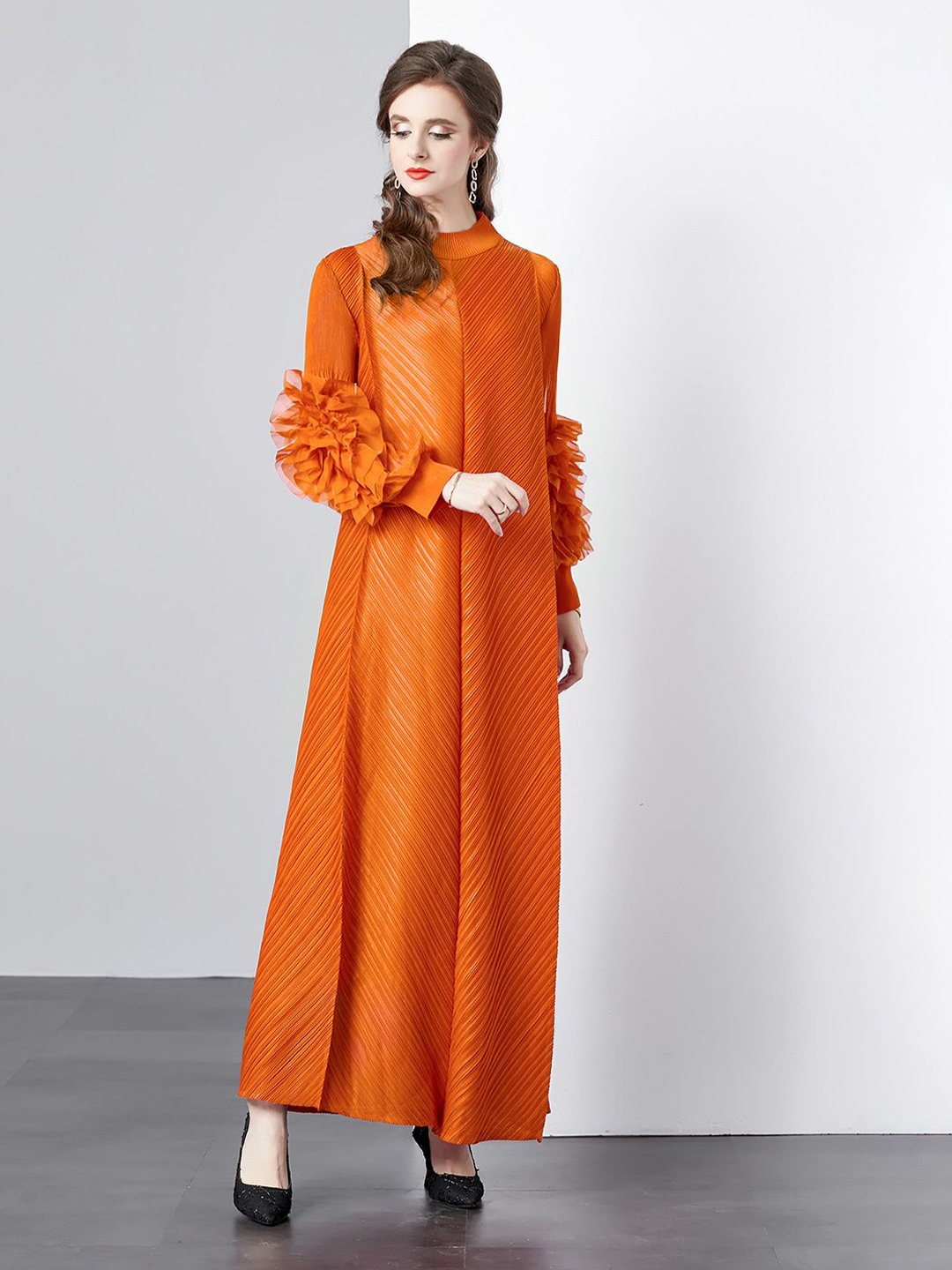 

JC Collection Women A-Line Bell Sleeve Maxi Dress, Orange