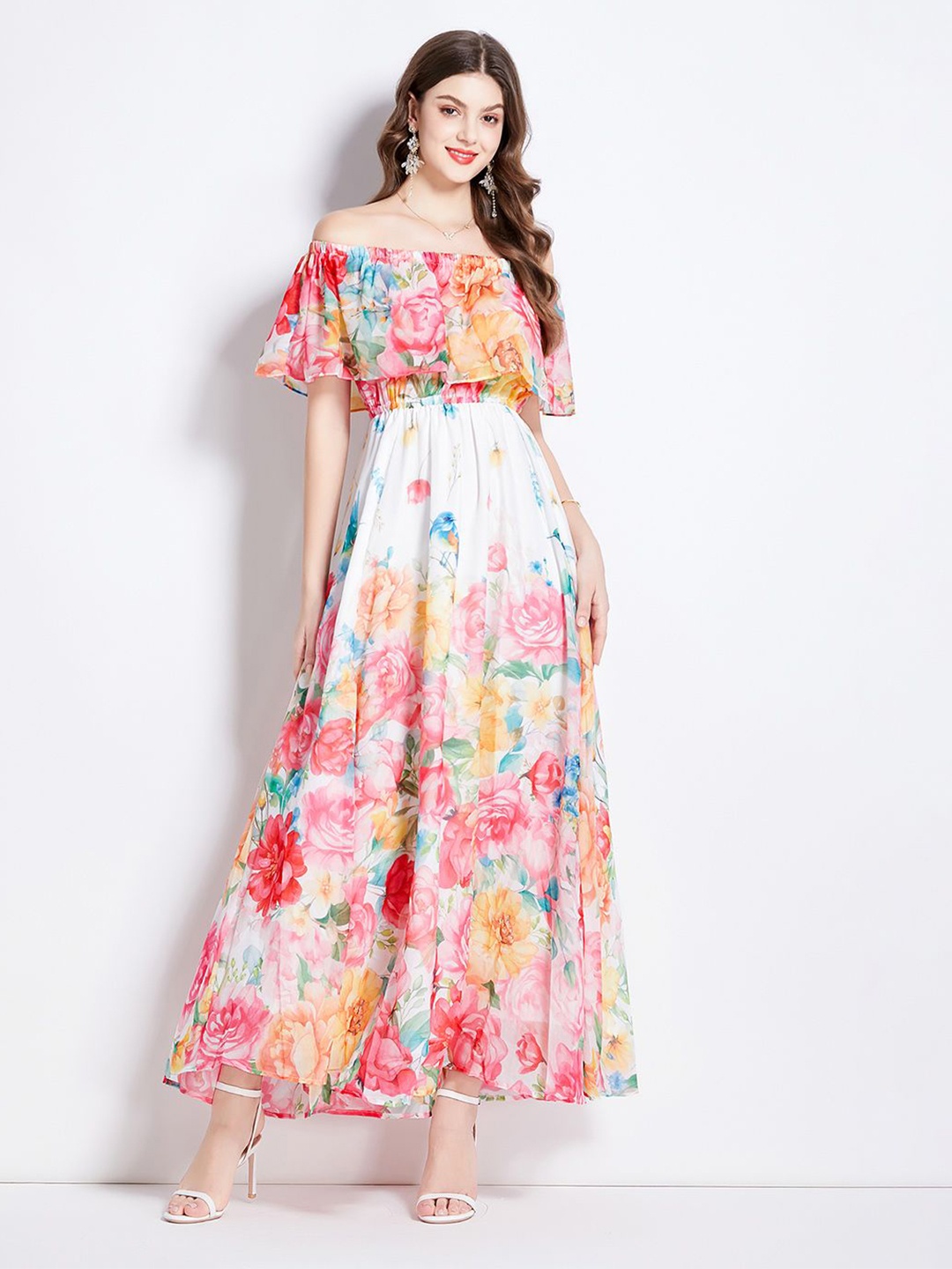 

JC Collection Women Floral Printed Maxi Dress, White