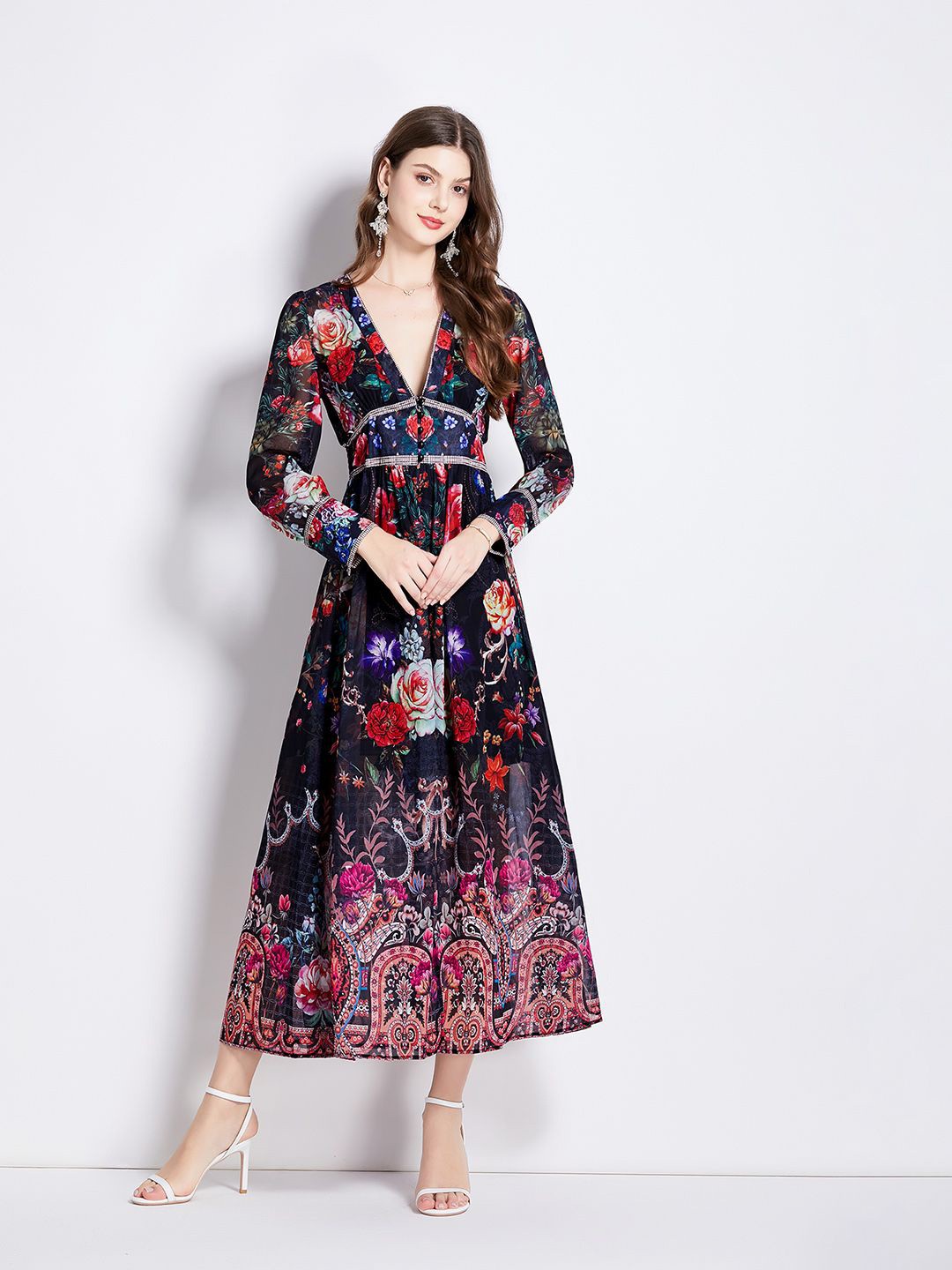 

JC Collection Women Floral Printed Maxi Dress, Black